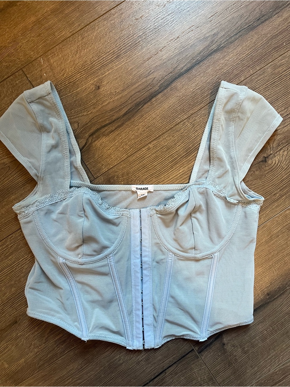 GARAGE Pale Blue Corset Bustier Top
